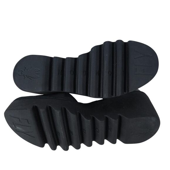 Fly London Womens Shoes 37 Black Leather Platform Ankle Strap Chunky Sole Indie - Picture 9 of 10